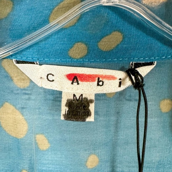 Cabi #344 Blue and Gold Bubbles Wrap Front Sheer Top, EUC, Medium, MSRP $74 - Picture 8 of 9
